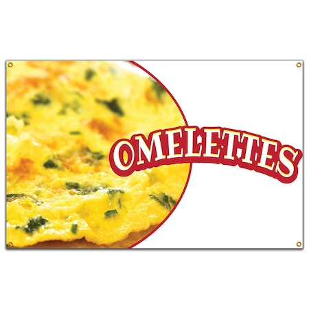 Omelettes Banner Concession Stand Food Truck Single Sided